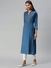 Women's Green Solid Straight Kurta-UB-2040-Steel