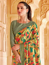 Saree Mall Women's Cotton Blend Light Green Printed Designer Saree With Blouse Piece-NITRA204