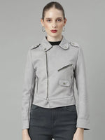 Women Grey Solid Tailored Jacket-CHN-953-Grey