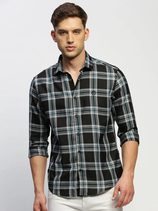 Men Black Checked Shirt-BRICHCHECKS-5615-Black