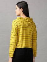 Women's Yellow Striped Crop Top-AE-10460-Mustard