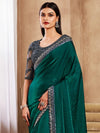 Saree Mall Women's Satin  Green Embellished Designer Saree With Blouse Piece-SRVATN7905