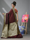 Maroon Katan Silk Banarasi Saree With Zari Woven Designs-MA52KA441380074