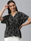 Women's Printed Black Top-AE-10277-Blackwhite