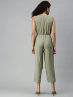 Women's Yellow Solid Jumpsuit-AE-9889-Olive