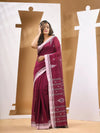 Magenta Cotton Handwoven Soft Saree With Texture Motifs-MA53CT041490071