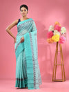 Sea Green Pure Cotton Tant Saree With Woven Designs-MA51TT43480069