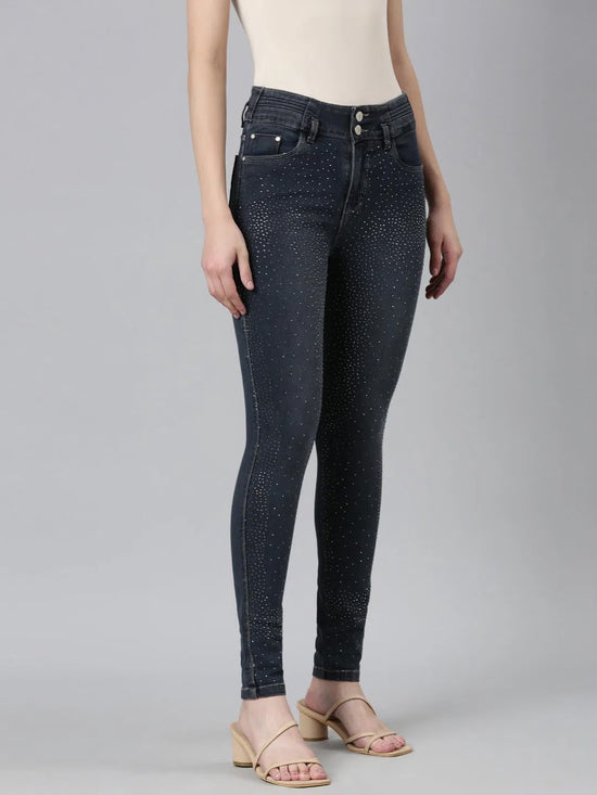 Women Grey Solid Straight Fit Denim Jeans-LT-022725-Grey