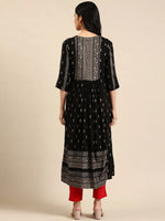 Women's Black Printed Anarkali Kurta-GW-1385-Black