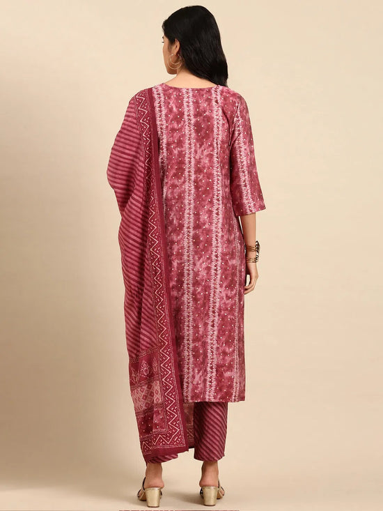 Women's Purple Tie Dye Kurta Set-SKC-938-Magenta