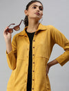 Women's Mustard Solid Duster Jacket Jackets-LT-049-Mustard