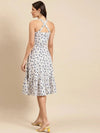 Strappy flared dress in Off White Print