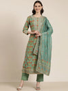 Women Green Floral Kurta Set-GW-3647-Green