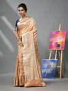 Peach Katan Silk Banarasi Saree With Ethnic Motifs And Zari Woven Designs-MA52KA441380059