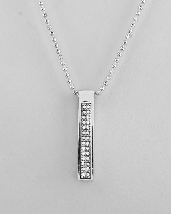 Silver Plated Men Chain With Rectangular Shaped AD Stone Studded Pendent-VOJ401