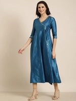 Women Anarkali Blue Solid Kurta-RE-SKF-221-Blue