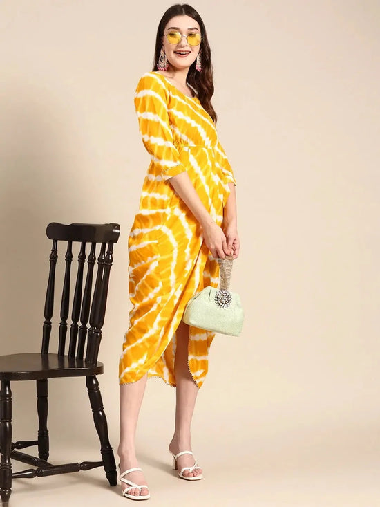 Overlap Midi Dress in Yellow