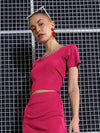 Women Magenta Rib Round Neck Crop Top