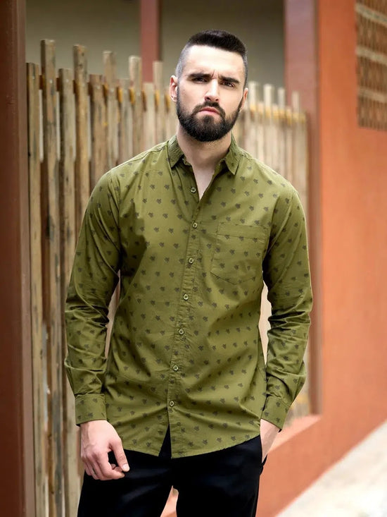 Dillinger Men's Printed Shirt-DLMSRT015OGRN-S