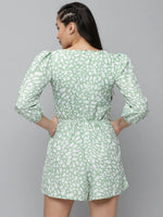 Women's Green Printed Jumpsuit-AE-9983-Green