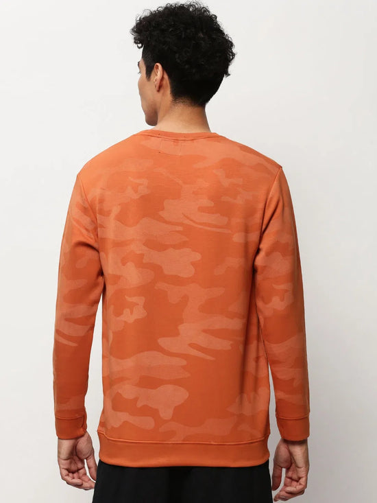 Men Orange Camouflage Casual Sweatshirts-STCW-PW-427-Orange