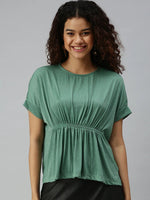 Women Green Solid Kaftan Top-AE-10178-Green