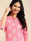 Women's Coral Printed Straight Kurta-GW-500-O-Coral