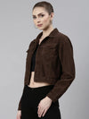 Women Coffee Brown Solid Tailored Jacket-IM-10605-Coffeebrown