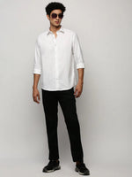 Men White Solid Shirt-FAVORPLAIN-208-White