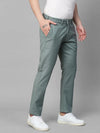 Genips Men's Sea Green Cotton Stretch Caribbean Slim Fit Self Design Trousers