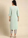 Women's Green Solid Straight Kurta-SNG-4043-Seagreen