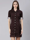 Women Violet Solid Shirt Dress-LT-10175-Violet