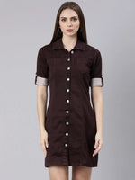 Women Violet Solid Shirt Dress-LT-10175-Violet