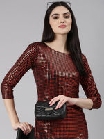 Women Red Checked Bodycon Dress-CM-20810-Red