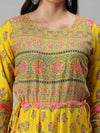 Women's Yellow Printed Anarkali Kurta-AAPNOSA258-Yellow