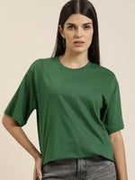 Dillinger Green Solid Oversized T-Shirt