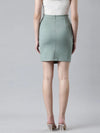 Women Sea Green Solid Pencil Skirt-AE-10611-Seagreen