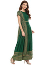 Ahalyaa Green Ethnic Motifs Printed Maxi Dress