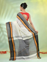 Off White Cotton Saree With Temple Borders-MA66CT43640015