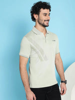 Venitian Men All Over Printed Olive Premium Cotton Polo Neck T-shirt