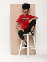 Difference of Opinion Red Graphic Oversized T-Shirt