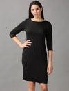 Women's Black Solid Bodycon Dress-DQ-16-681-Black