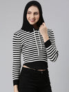 Women Black Striped Sweatshirt-TG-1080-Black