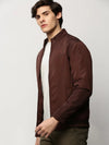 Men Brown Solid Casual Bomber Jackets-ZD-3406-Coffeebrown