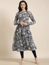 Women Anarkali Navy Blue Floral Kurta-ON-0029-Navyblue