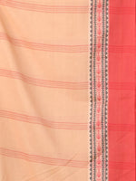 Beige Cotton Soft Saree With Contrasted Borders-MA62CT33720061