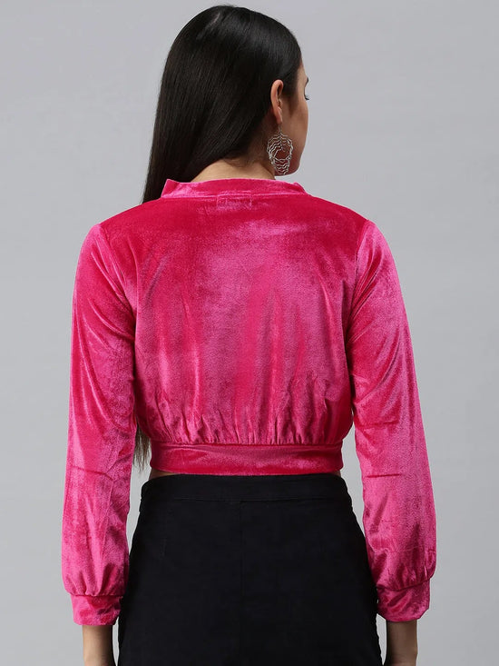 Women's Solid Pink Top-AE-10188-Pink