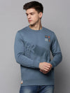 Men Blue Solid Sweatshirt-SCAW-37-Teal