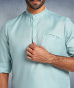 Hangup Men Standard Solid Men's Indian Wear-Aqua_Magic_Bon_Short2Kurta