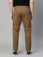 Genips Men's Brown Cotton Stretch Bahamas Cargo Fit Solid Cargo